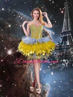 Exquisite Sweetheart Sleeveless Sweet 16 Dresses Floor Length Beading and Ruffled Layers Multi-color Organza