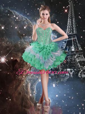 Eye-catching Multi-color Ball Gowns Sleeveless Organza Floor Length Lace Up Beading and Ruffles Quinceanera Dresses