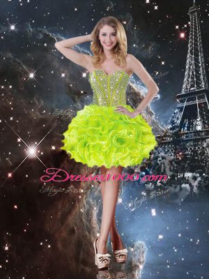 Beading and Ruffles Quinceanera Gowns Yellow Green Lace Up Sleeveless Floor Length