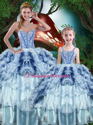 Multi-color Sweetheart Neckline Beading and Ruffles and Ruffled Layers Sweet 16 Dresses Sleeveless Lace Up