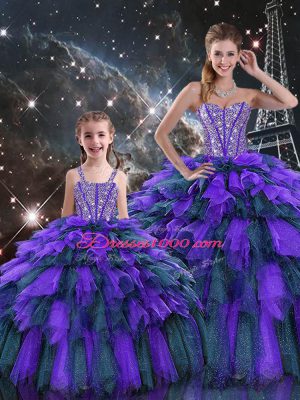 Deluxe Floor Length Multi-color Quinceanera Dresses Sweetheart Sleeveless Lace Up