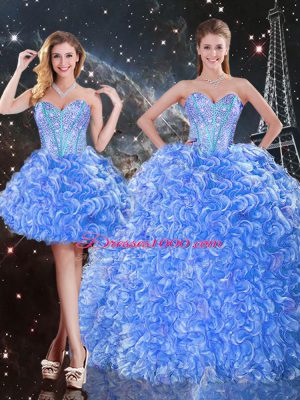 Wonderful Baby Blue Quince Ball Gowns Military Ball and Sweet 16 and Quinceanera with Beading Sweetheart Sleeveless Lace Up