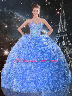 Wonderful Baby Blue Quince Ball Gowns Military Ball and Sweet 16 and Quinceanera with Beading Sweetheart Sleeveless Lace Up