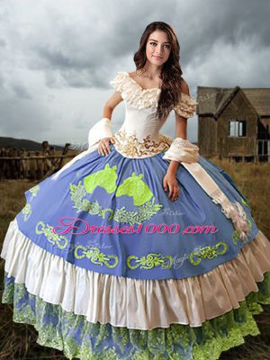 Multi-color Ball Gowns Embroidery and Ruffled Layers Quinceanera Dresses Lace Up Taffeta Sleeveless
