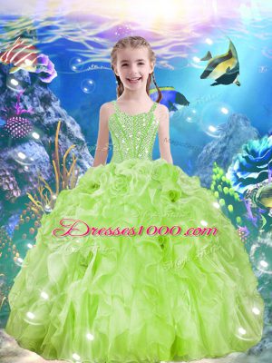 Popular Organza Sweetheart Sleeveless Lace Up Beading and Ruffles Vestidos de Quinceanera in