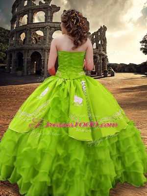 15 Quinceanera Dress Military Ball and Sweet 16 and Quinceanera with Embroidery and Ruffled Layers Strapless Sleeveless Zipper