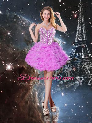 Exquisite Fuchsia Ball Gowns Sweetheart Sleeveless Organza Floor Length Lace Up Beading and Ruffled Layers Quinceanera Dresses