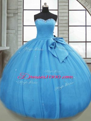 Baby Blue Sweetheart Lace Up Bowknot Vestidos de Quinceanera Sleeveless