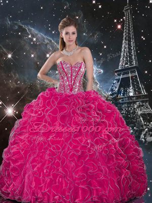 Latest Organza Sleeveless Floor Length Sweet 16 Dresses and Beading and Ruffles
