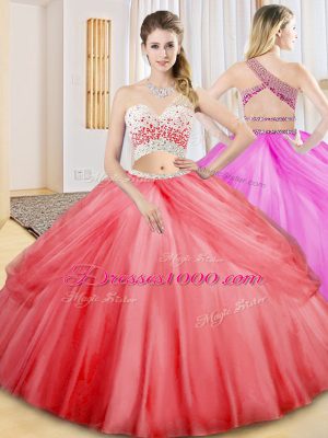 Smart Tulle Sleeveless Floor Length Quince Ball Gowns and Beading and Ruching and Pick Ups