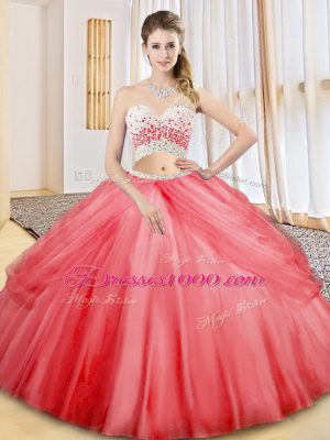Smart Tulle Sleeveless Floor Length Quince Ball Gowns and Beading and Ruching and Pick Ups