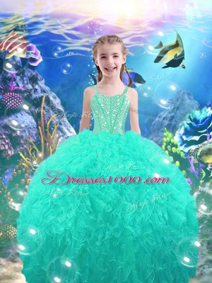 Edgy Sleeveless Lace Up Floor Length Beading and Ruffles Sweet 16 Quinceanera Dress