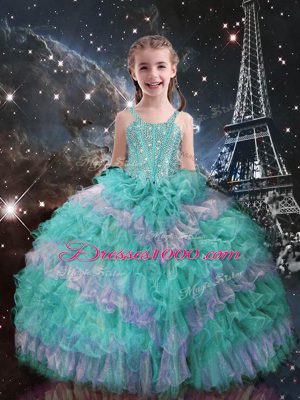 Dazzling Multi-color Sweet 16 Dresses Military Ball and Sweet 16 and Quinceanera with Beading and Ruffled Layers and Sequins Sweetheart Sleeveless Lace Up