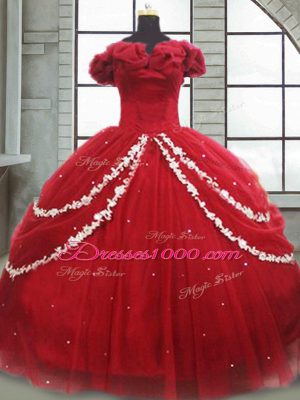 Sophisticated Tulle Sleeveless Quinceanera Gowns Brush Train and Appliques and Pick Ups