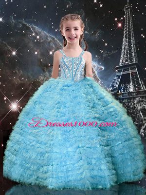 Vintage Sleeveless Beading and Ruffles Lace Up Quinceanera Gowns