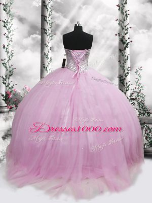 Dazzling Lilac Sweetheart Neckline Beading Sweet 16 Dresses Sleeveless Lace Up