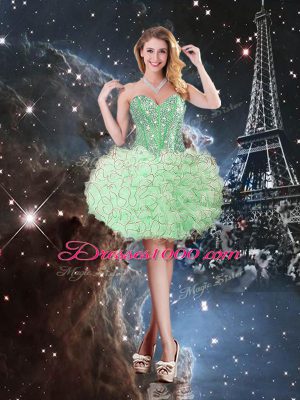 Sweet Apple Green Sweetheart Lace Up Beading and Ruffles Quinceanera Dress Sleeveless