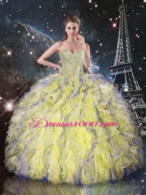 Sleeveless Beading and Ruffles Lace Up Quinceanera Gowns