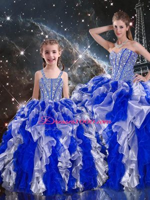 Elegant Ball Gowns Sweet 16 Dresses Multi-color Sweetheart Organza Sleeveless Floor Length Lace Up