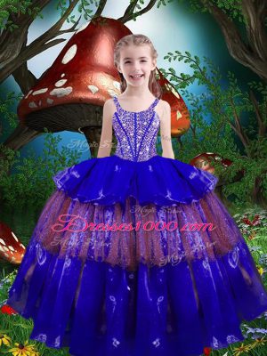 Organza Sleeveless Floor Length 15 Quinceanera Dress and Beading and Ruffled Layers