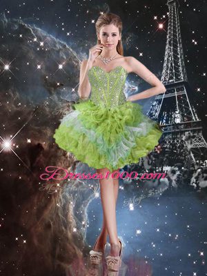 Floor Length Multi-color Quinceanera Dresses Organza Sleeveless Beading and Ruffled Layers