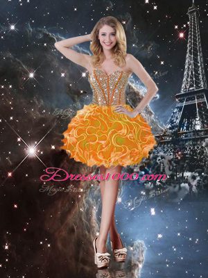 Beauteous Orange Sweetheart Lace Up Beading and Ruffles Quinceanera Dress Sleeveless