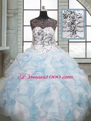 Stunning Sleeveless Beading and Ruffles Lace Up 15 Quinceanera Dress
