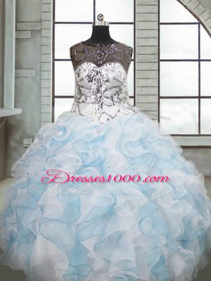 Stunning Sleeveless Beading and Ruffles Lace Up 15 Quinceanera Dress