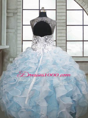 Stunning Sleeveless Beading and Ruffles Lace Up 15 Quinceanera Dress