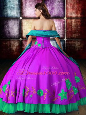 Multi-color Sleeveless Satin Lace Up 15 Quinceanera Dress for Military Ball and Sweet 16 and Quinceanera