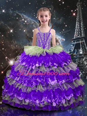 Sweetheart Sleeveless Organza Quinceanera Gown Beading and Ruffles Lace Up