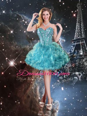 Sleeveless Lace Up Floor Length Beading and Ruffles Quince Ball Gowns