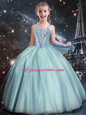Hot Sale Light Blue Sweetheart Lace Up Beading 15th Birthday Dress Sleeveless
