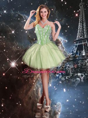 Adorable Ball Gowns Quinceanera Gown Yellow Green Sweetheart Tulle Sleeveless Floor Length Lace Up