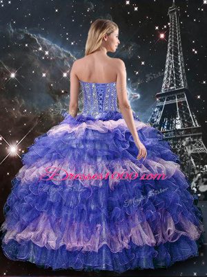 Sweetheart Sleeveless Lace Up Sweet 16 Quinceanera Dress Multi-color Organza