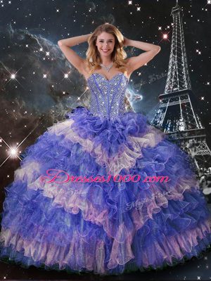 Sweetheart Sleeveless Lace Up Sweet 16 Quinceanera Dress Multi-color Organza