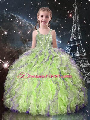 Popular Yellow Green Sweetheart Lace Up Beading and Ruffles Quinceanera Gowns Sleeveless
