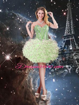 Fabulous Ball Gowns Beading and Ruffles Quinceanera Dresses Lace Up Organza Sleeveless Floor Length