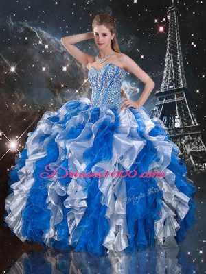 Sleeveless Beading and Ruffles Lace Up Quinceanera Dress