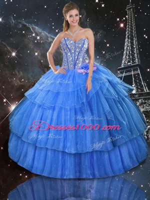 Stylish Sleeveless Lace Up Floor Length Ruffled Layers Quinceanera Dress