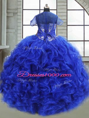 Sleeveless Lace Up Floor Length Beading and Ruffles Sweet 16 Dress