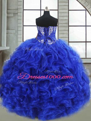 Sleeveless Lace Up Floor Length Beading and Ruffles Sweet 16 Dress