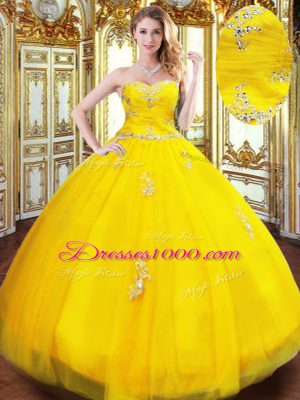 Flirting Floor Length Ball Gowns Sleeveless Gold Vestidos de Quinceanera Lace Up