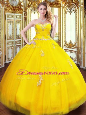 Flirting Floor Length Ball Gowns Sleeveless Gold Vestidos de Quinceanera Lace Up