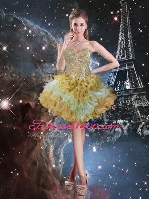 Perfect Sleeveless Lace Up Floor Length Beading and Ruffled Layers Sweet 16 Dress