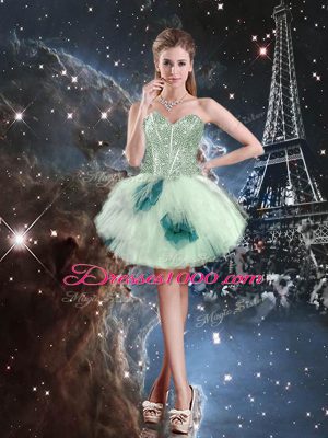 Unique Floor Length Lace Up 15 Quinceanera Dress Multi-color for Military Ball and Sweet 16 and Quinceanera with Beading and Ruffled Layers and Sequins