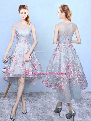 Fantastic Sleeveless Embroidery Zipper Wedding Party Dress