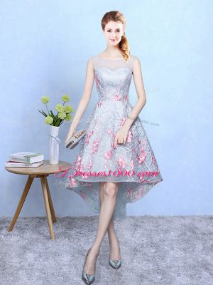 Fantastic Sleeveless Embroidery Zipper Wedding Party Dress