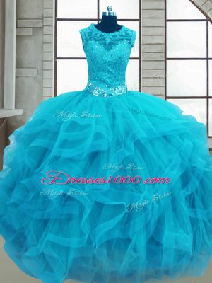 Admirable Sleeveless Beading and Ruffles Lace Up Sweet 16 Dresses
