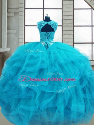 Admirable Sleeveless Beading and Ruffles Lace Up Sweet 16 Dresses